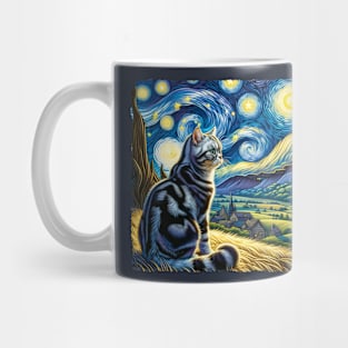 American Shorthair Starry Night Inspired - Artistic Cat Mug